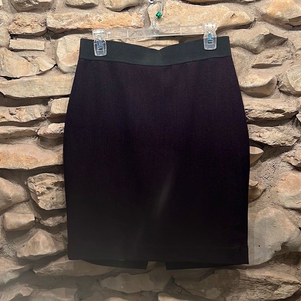 Dark purple pencil skirt. Leopard lining.